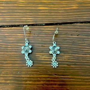 Silver crystal dangly earrings-not real silver
